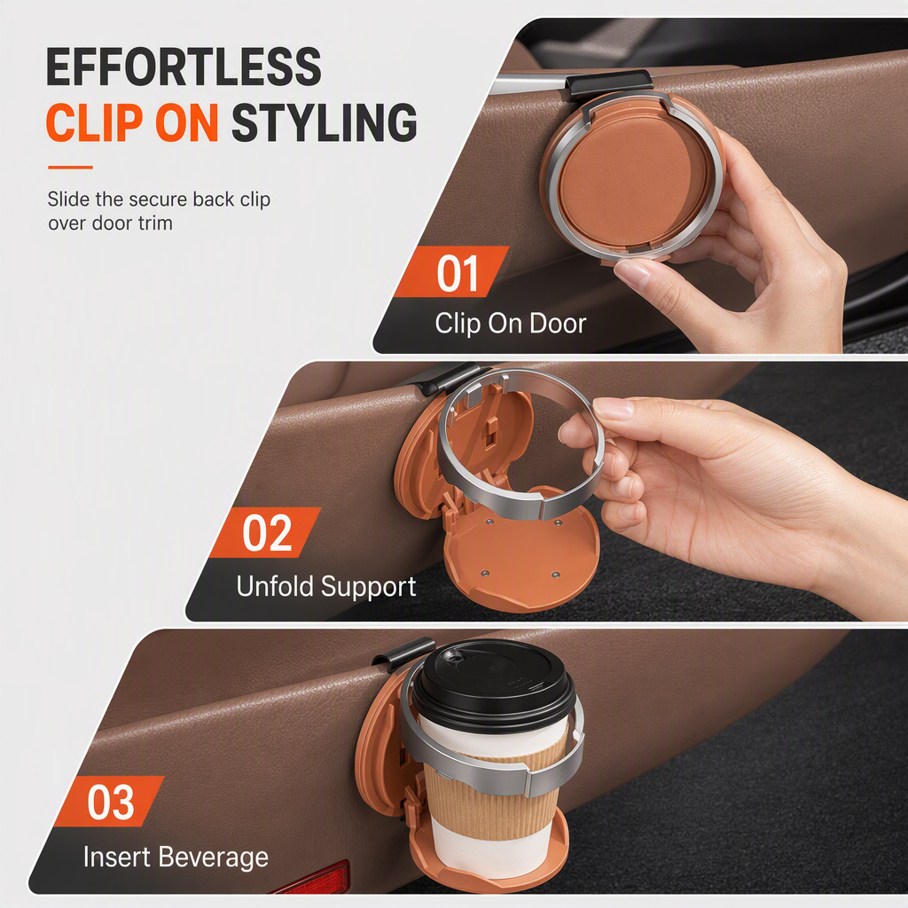 Foldable Car Door Drink Holder