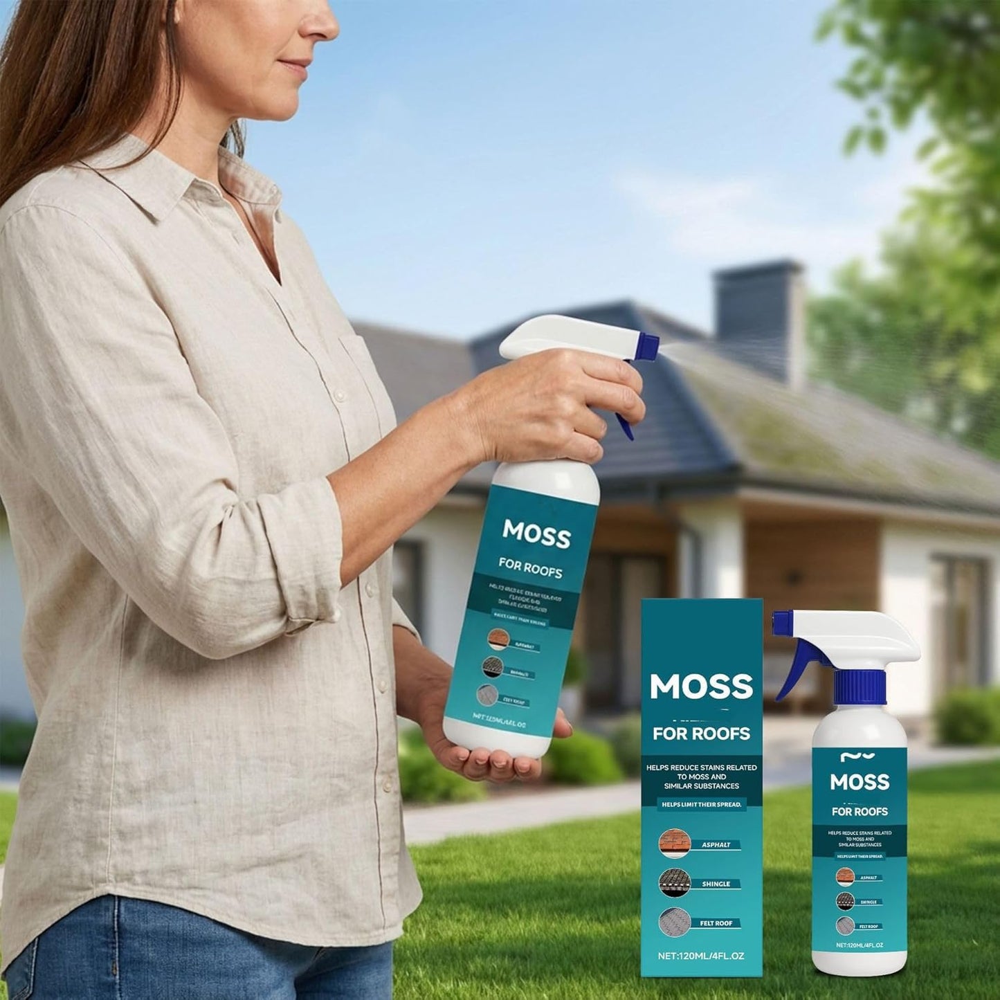 Multi-Surface Roof Moss & Algae Cleaner Spray 🏠✨ | BUY 1 GET 1 FREE