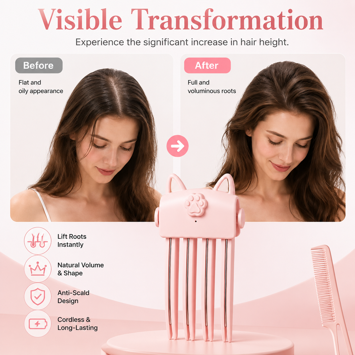 Salon Crown Volume Styling Tool for Fine Flat Hair