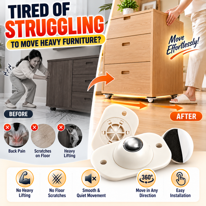 Move Anything Instantly! No-Lift 360° Stick-On Furniture Wheels (PACK OF 10)