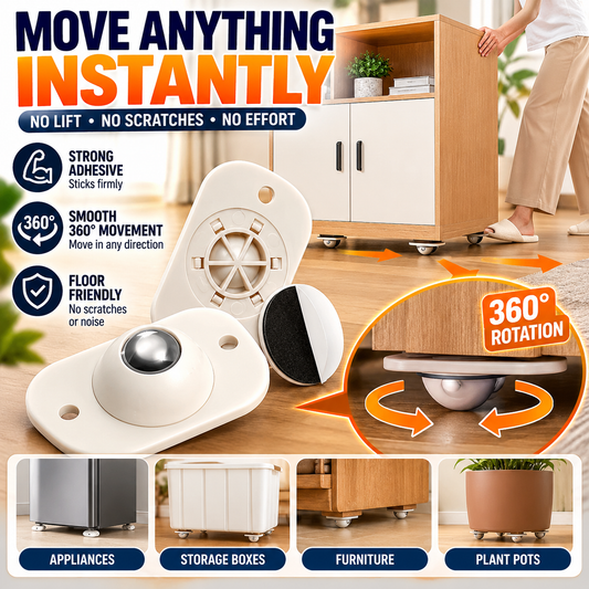 Move Anything Instantly! No-Lift 360° Stick-On Furniture Wheels (PACK OF 10)