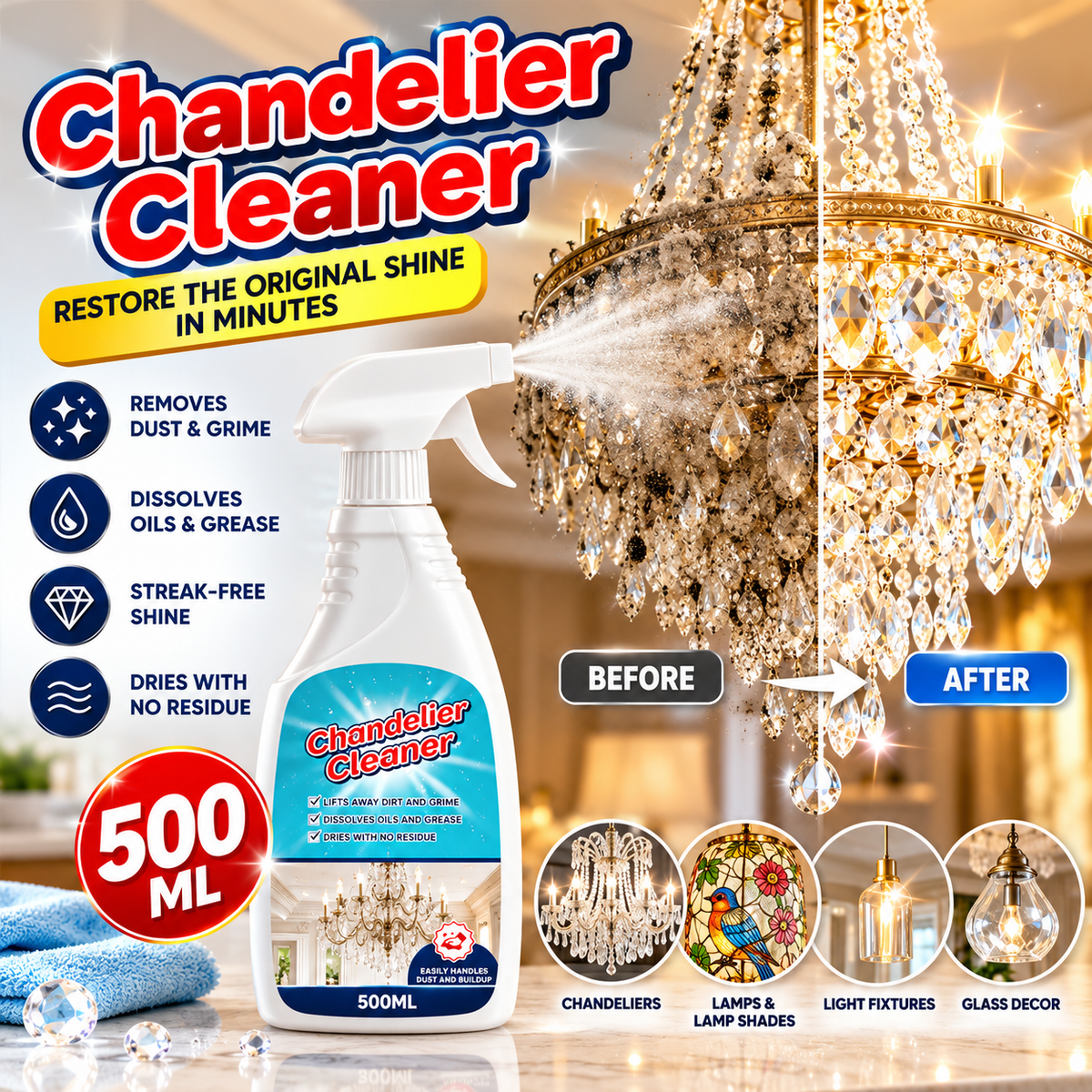 Powerful Stain Removal-Chandelier Cleaner