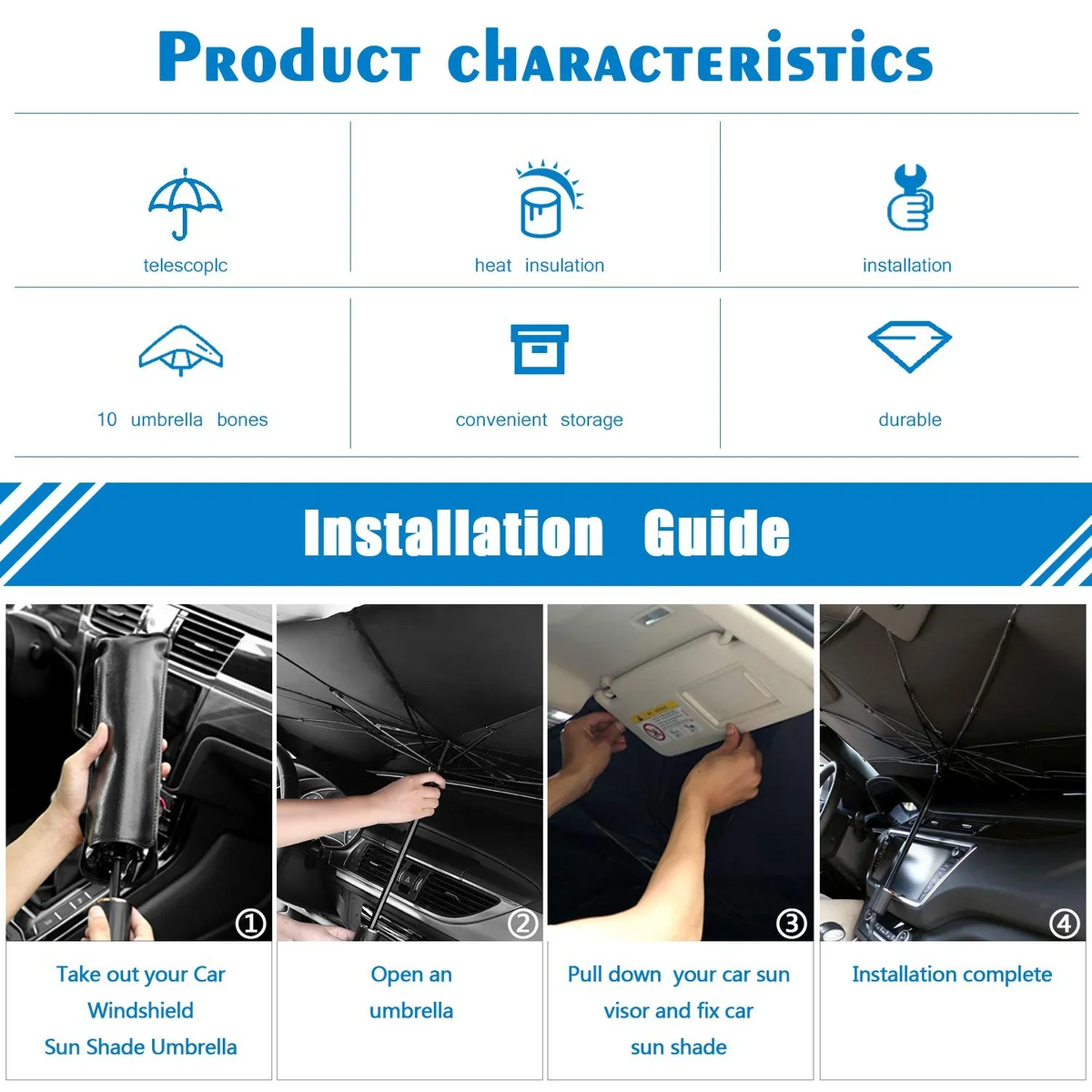 Foldable Car Windshield Sun Umbrella