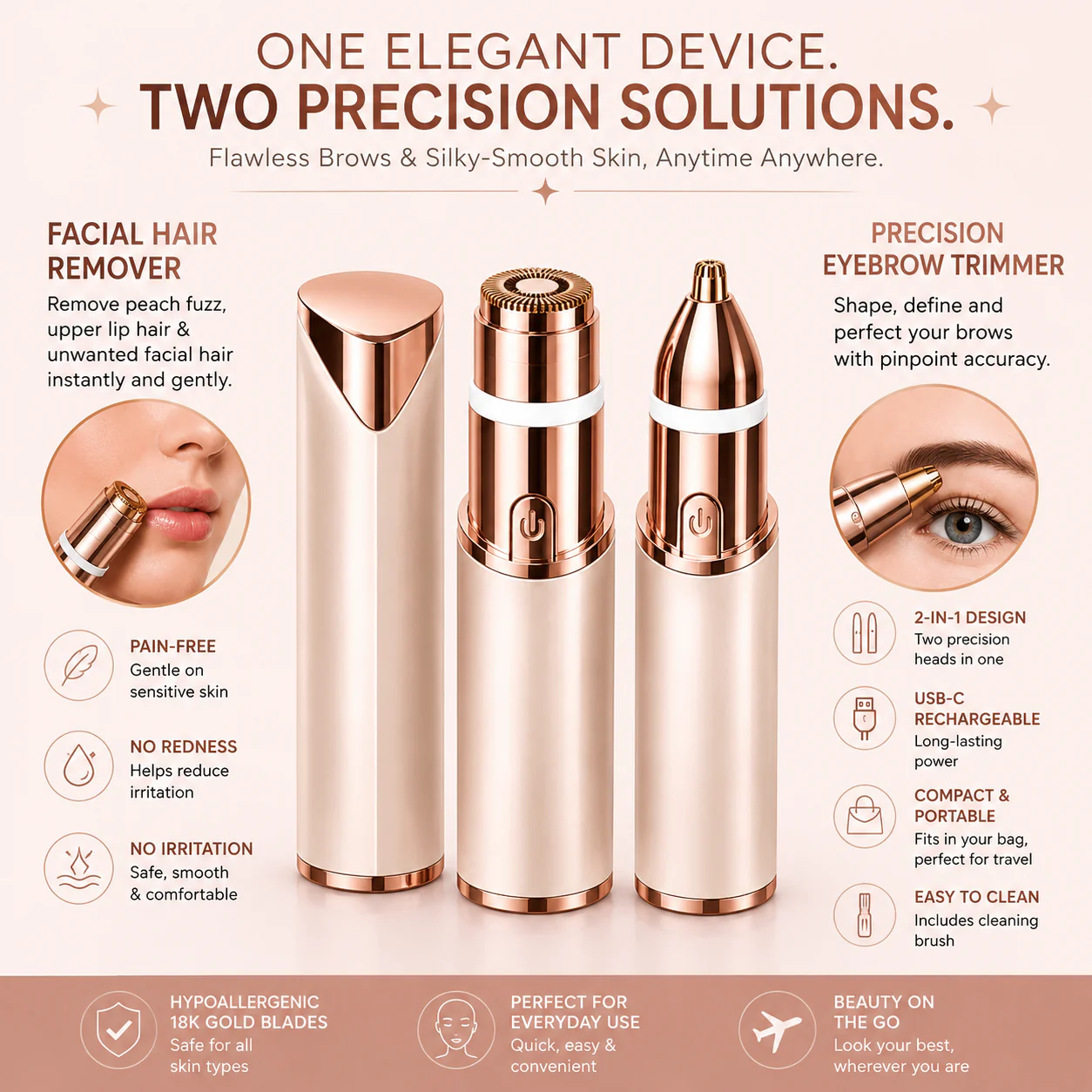 2-in-1 Eyebrow & Facial Hair Trimmer
