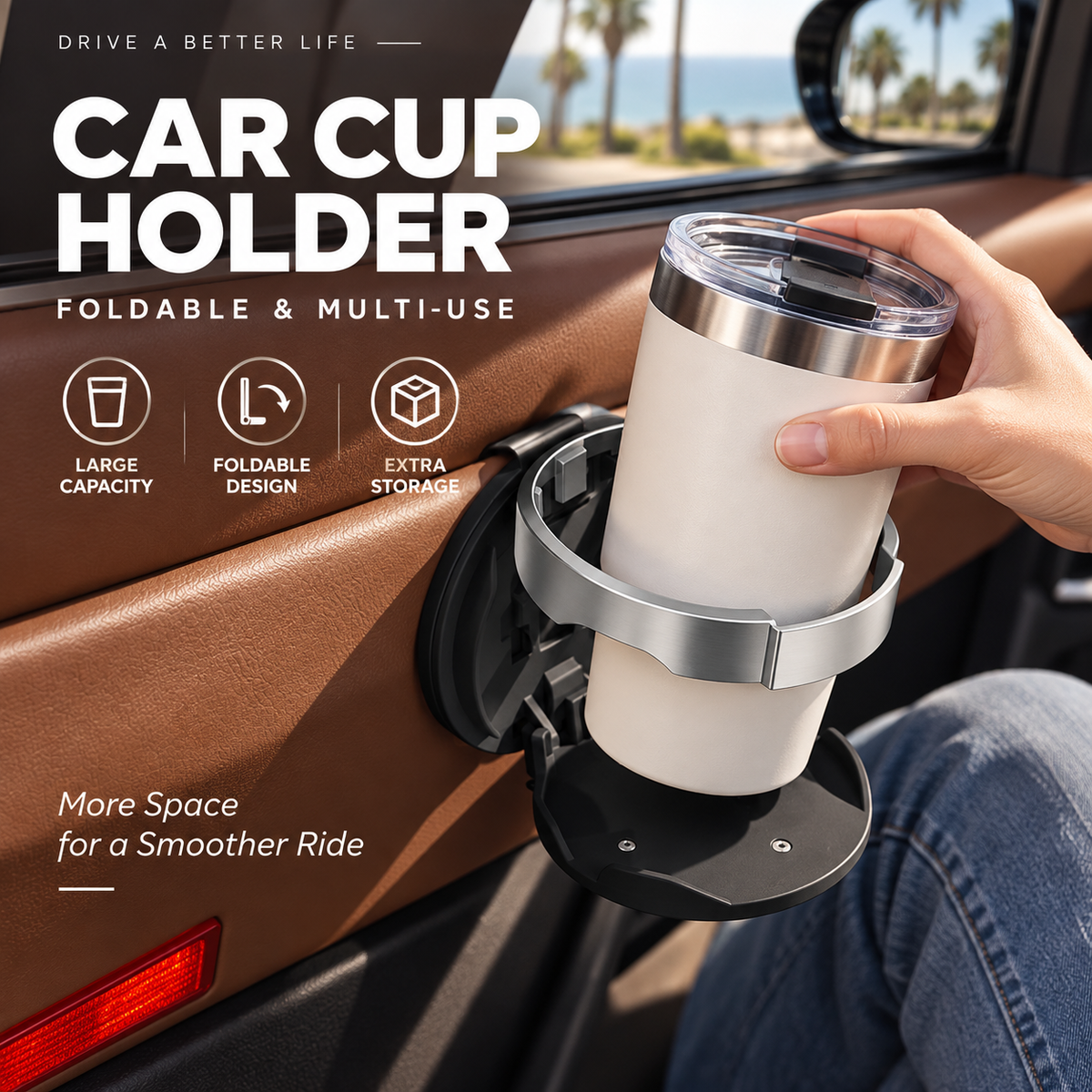 Foldable Car Door Drink Holder