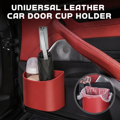 Clip-On PU Leather Car Cup Holder & Organizer