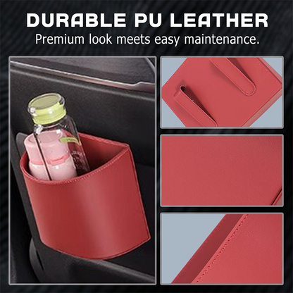 Clip-On PU Leather Car Cup Holder & Organizer