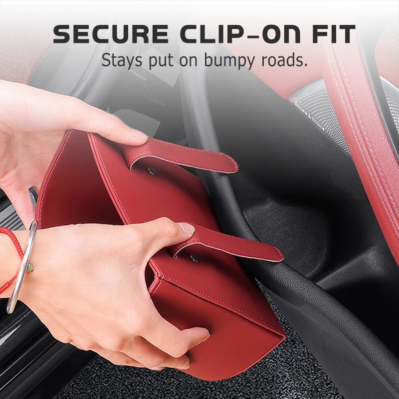 Clip-On PU Leather Car Cup Holder & Organizer