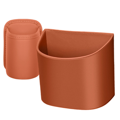 Clip-On PU Leather Car Cup Holder & Organizer