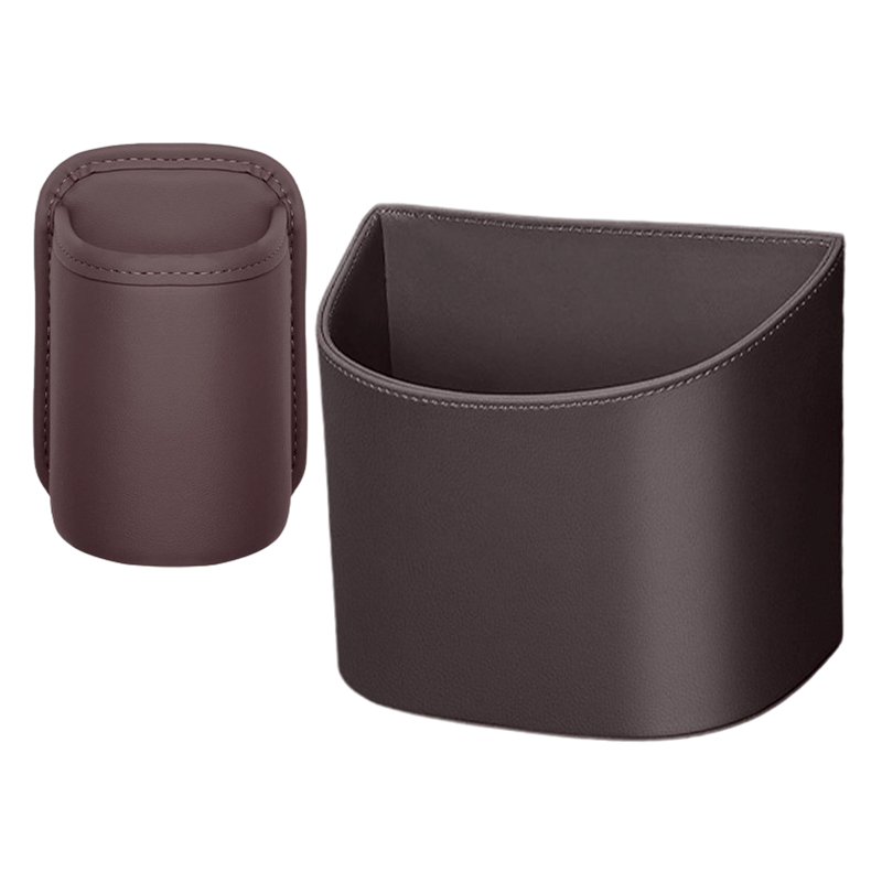 Clip-On PU Leather Car Cup Holder & Organizer