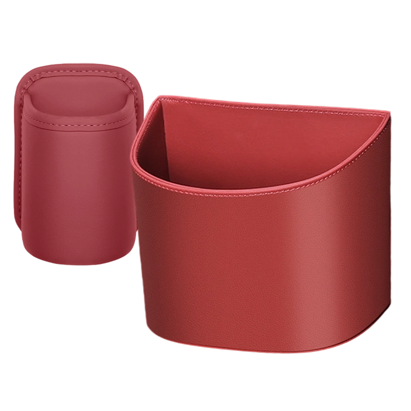 Clip-On PU Leather Car Cup Holder & Organizer